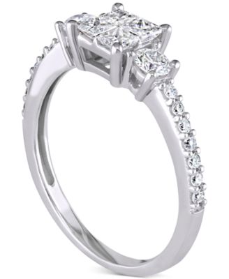 Diamond Princess Quad Cluster Engagement Ring (3/4 ct. t.w.) in 14k White Gold