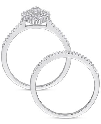 Diamond Halo Cluster Bridal Set (1/2 ct. t.w.) in 14k White Gold
