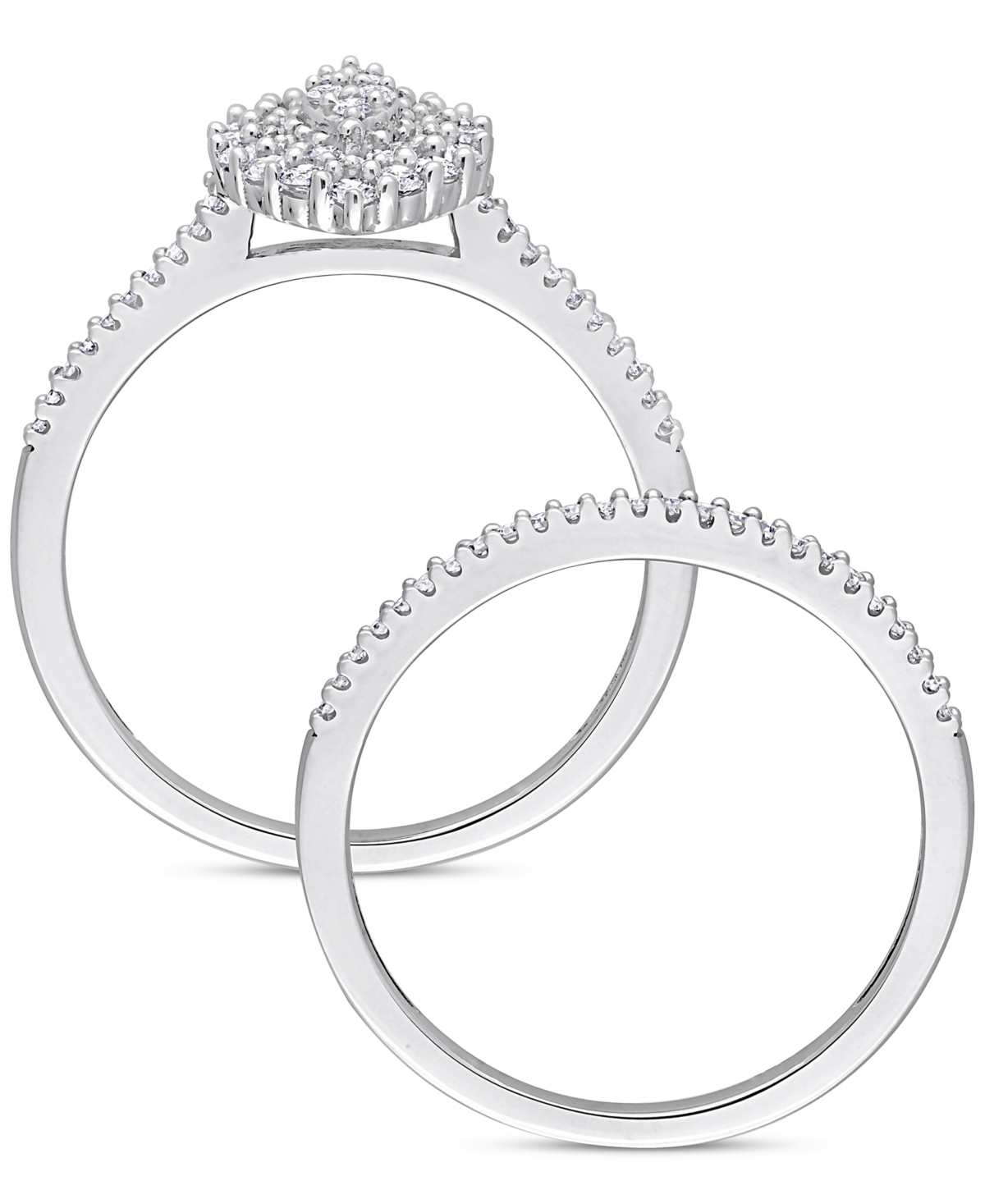 Diamond Halo Cluster Bridal Set (1/2 ct. t.w.) in 14k- White Gold