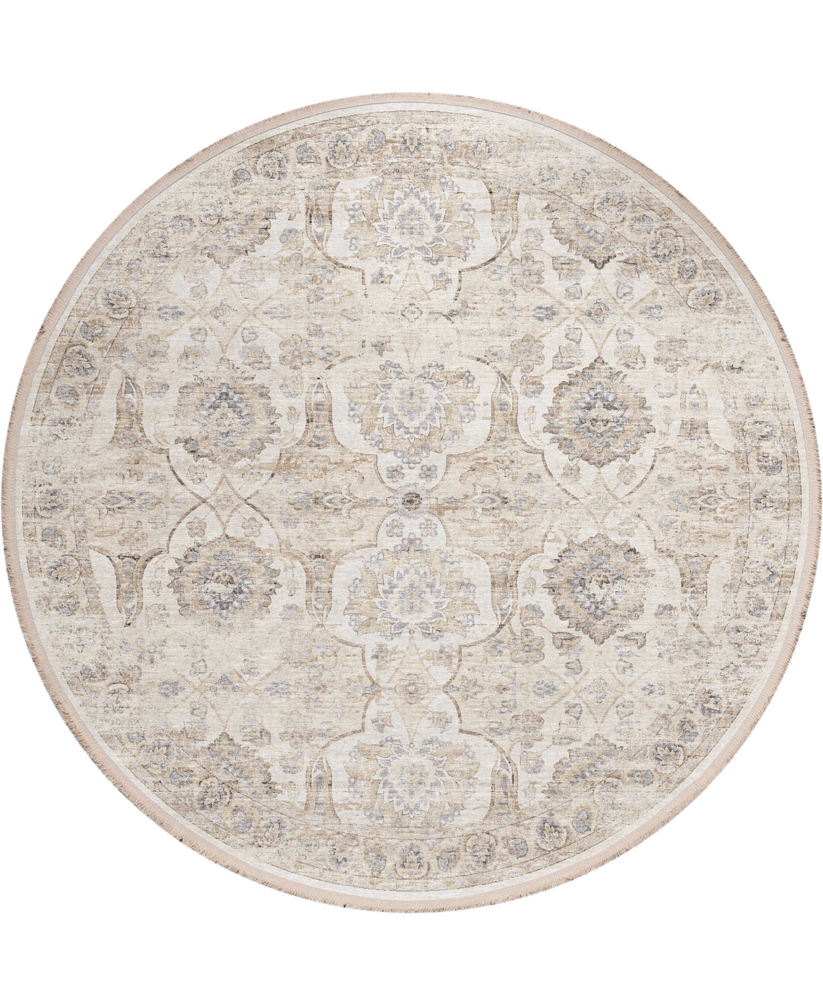 D Style Ionic IOC5 8' x 8' Round Area Rug - Ivory