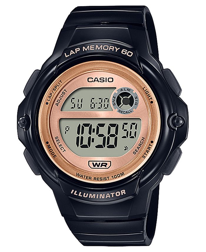 Casio Women s Digital Black Resin Strap Watch 41mm Macy s