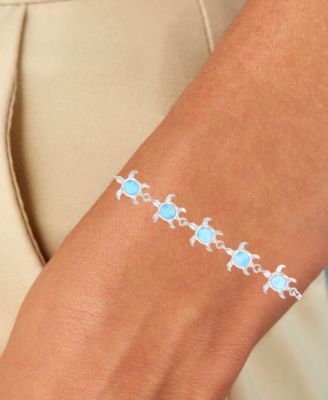 Larimar Turtle Link Bracelet (3/4 ct. t.w.) in Sterling Silver
