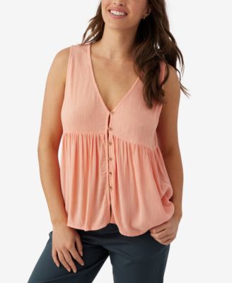 O'Neill - Juniors' Chrystie Button-Front Tank Top