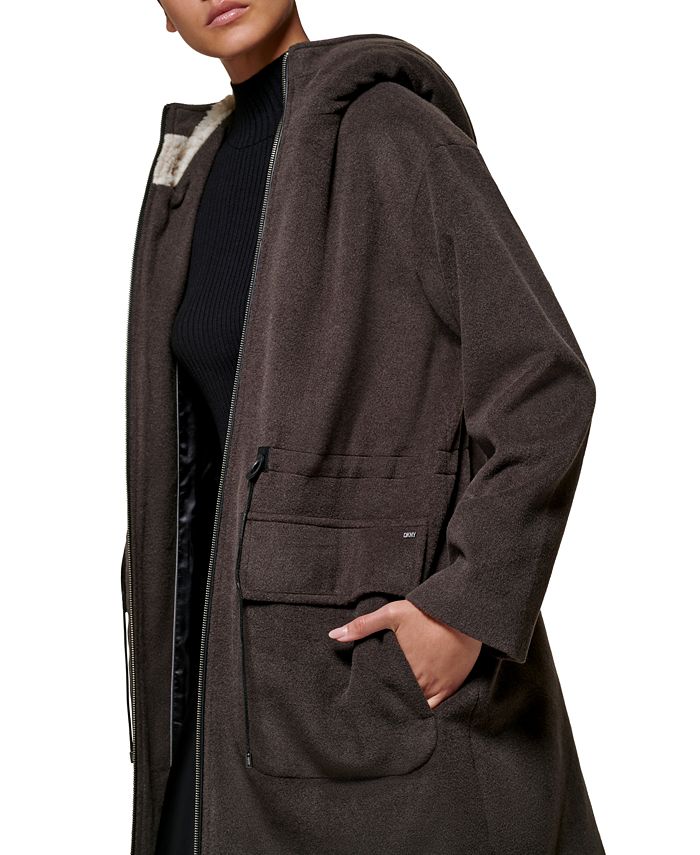 DKNY Women's Hooded Wool Anorak Coat & Reviews - Coats & Jackets ...