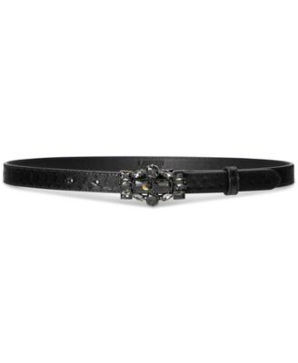 Lauren Ralph Lauren - Women's Jeweled Buckle Faux Python Skinny Belt