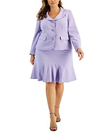 Plus Size Crepe Flared Skirt Suit