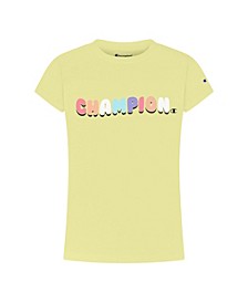 Little Girls Rainbow Bubble Letters Graphic T-shirt