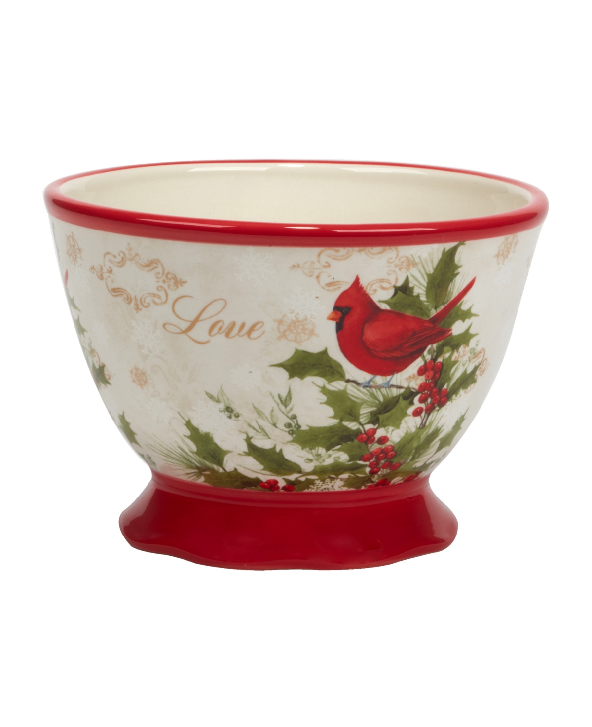 Certified International Winter's Medley 4 Piece Ice Cream Bowl Set - Red and White