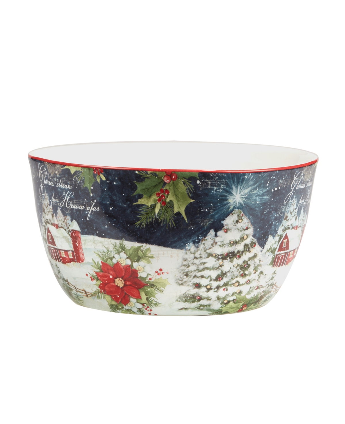 Certified International Silent Night Deep Bowl - Red and Blue