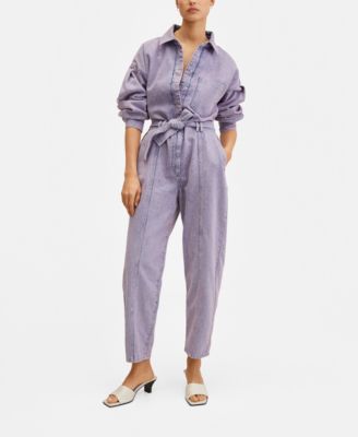 purple denim jumpsuit