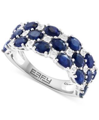 EFFY Collection - Emerald (1-7/8 ct. t.w.) & Diamond (1/20 ct. t.w.) Cluster Ring in Sterling Silver