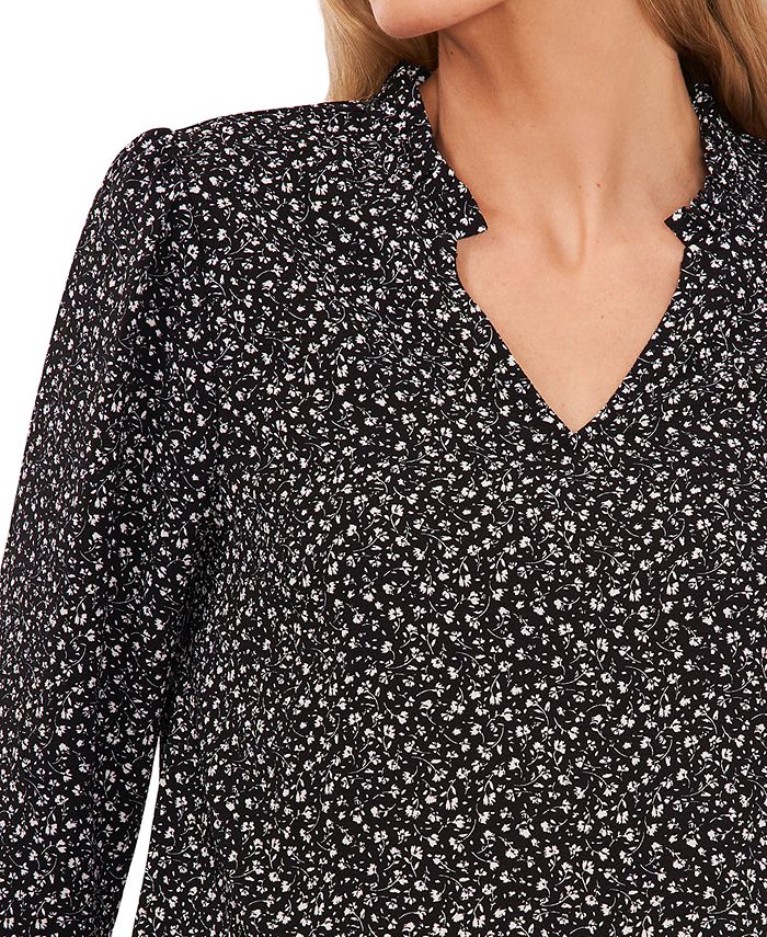 CeCe Women's Ruffled VNeck ElbowSleeve Blouse & Reviews Tops