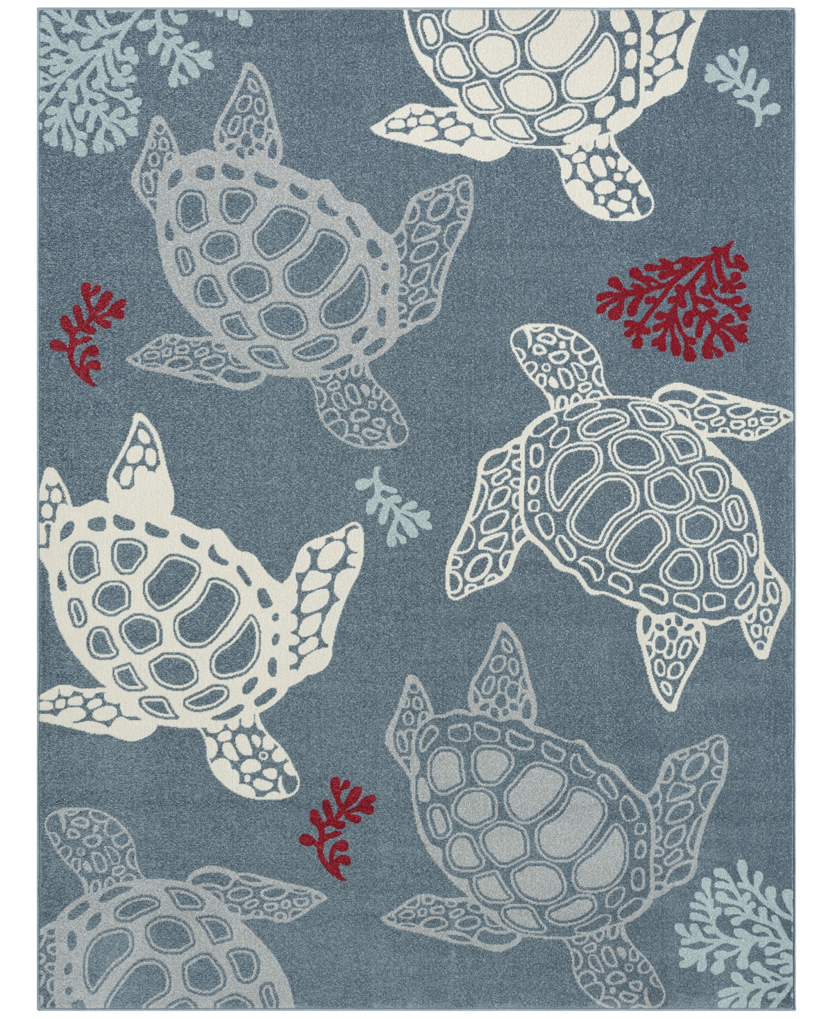 Global Rug Designs Aquatic Sea Turtle 10294 7'10in x 10'2in Outdoor Area Rug - Navy