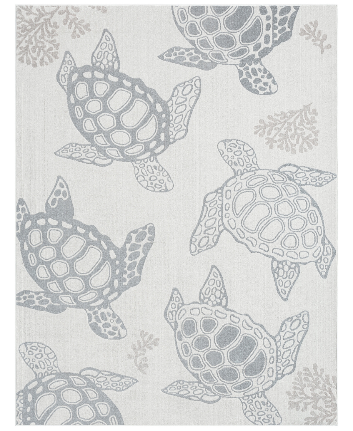 Global Rug Designs Aquatic Sea Turtle 10294 7'10in x 10'2in Outdoor Area Rug - Cream