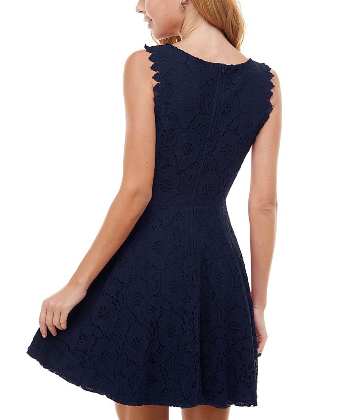 City Studios Women's Lace Fit & Flare Dress Blue Size 22W