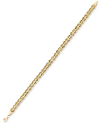 Double Row Twisted Heart Link Bracelet in 14k Gold 