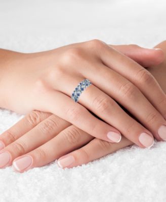 Cubic Zirconia in Sterling Silver Tanzanite and Baguette Ring