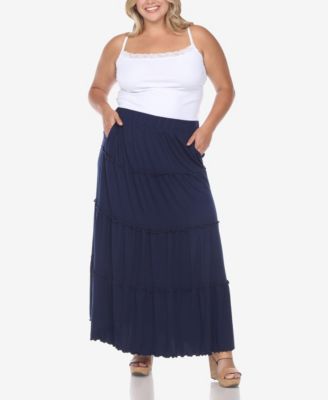 Plus Size Tiered Maxi Skirt