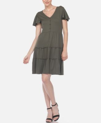 Women's Short Sleeve V-Neck Tiered Dress