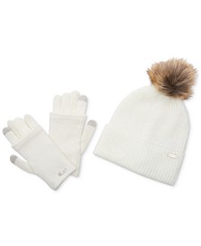 Cozy Matching Pom Beanie & Gloves