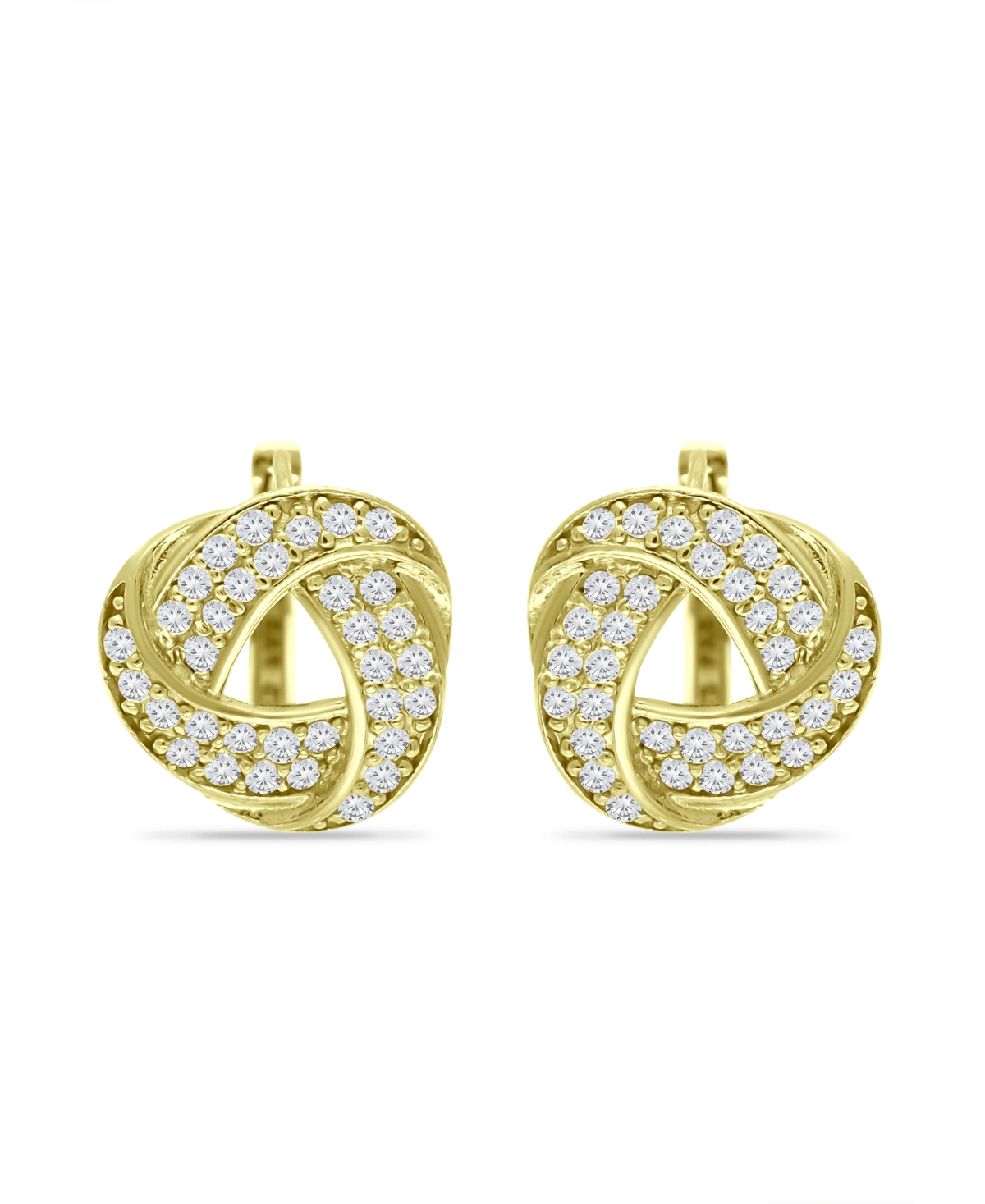 Giani Bernini Cubic Zirconia Love Knot Huggie Hoop Earrings, Sterling Silver or 18K- Gold Over Silver