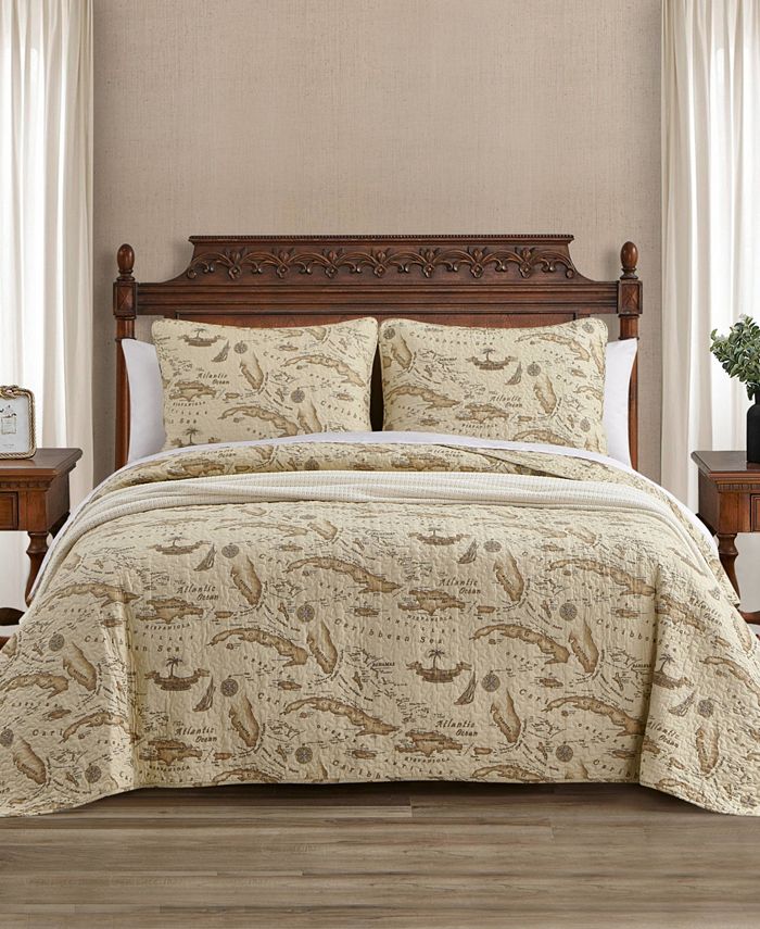 Tommy Bahama Home Bahama Map Reversible 3 Piece Quilt Set, King Macy's