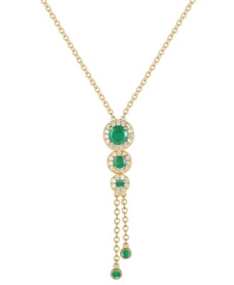 Macy's - Emerald (5/8 ct. t.w.) & Diamond (1/6 ct. t.w.) Triple Halo Lariat Necklace in Gold-Plated Silver, 16" + 2" extender (Also in Ruby & Sapphire)