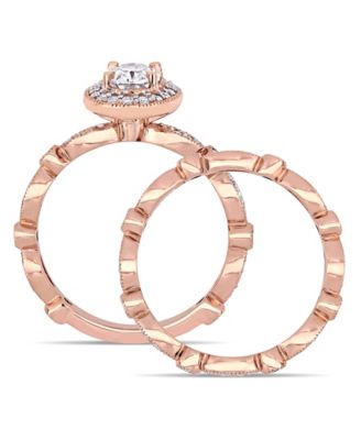 Moissanite in 10K Gold Vintage-Like Halo Infinity Bridal Ring Set, 2 Piece