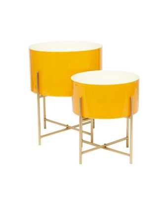 Metal Modern Planters with Stand, Set of 2