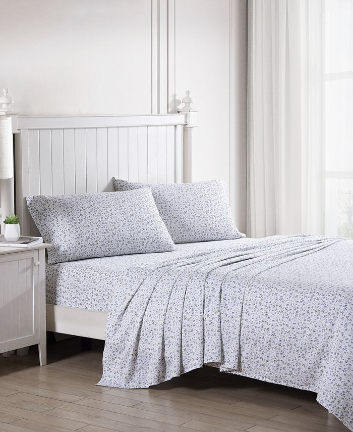 Laura Ashley Bramble Vine Cotton Sateen 4Pc. Sheet Set, King Macy's