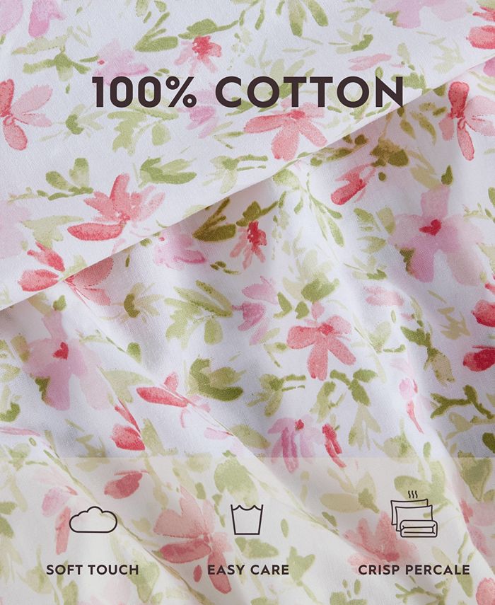 Laura Ashley Norella Cotton Percale 4Pc. Sheet Set, Queen Macy's