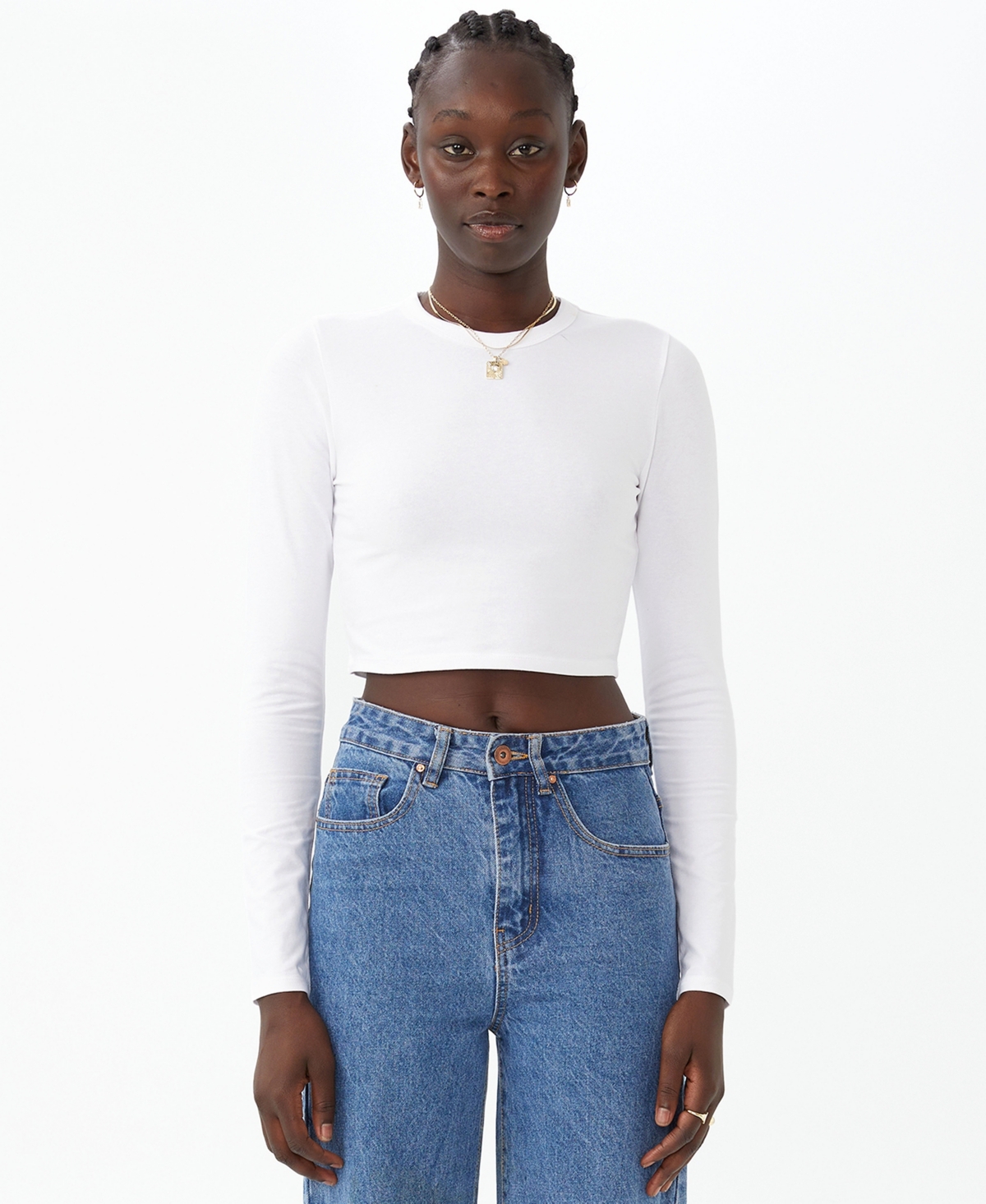 Shop Cotton On Women's Micro Crop Long Sleeve Top In White