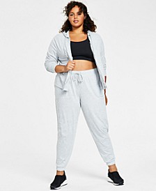 Plus Size Full-Zip Hooded Jacket, Medium Impact Sports Bra & Off Duty Plus Size Jogger Pants, Created for Macy's