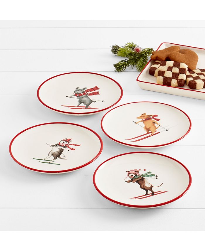 Tabletops Unlimited Furry Christmas Dog Appetizer Plates, Set of 4 Macy's