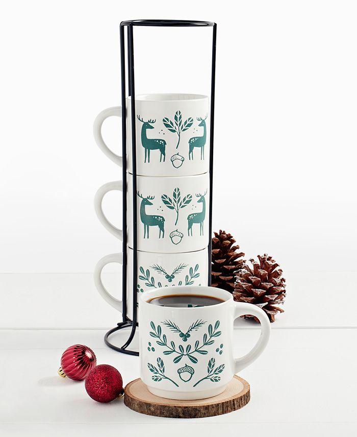 Tabletops Unlimited Winter Forest 5Pc. Stackable Mug Set Macy's