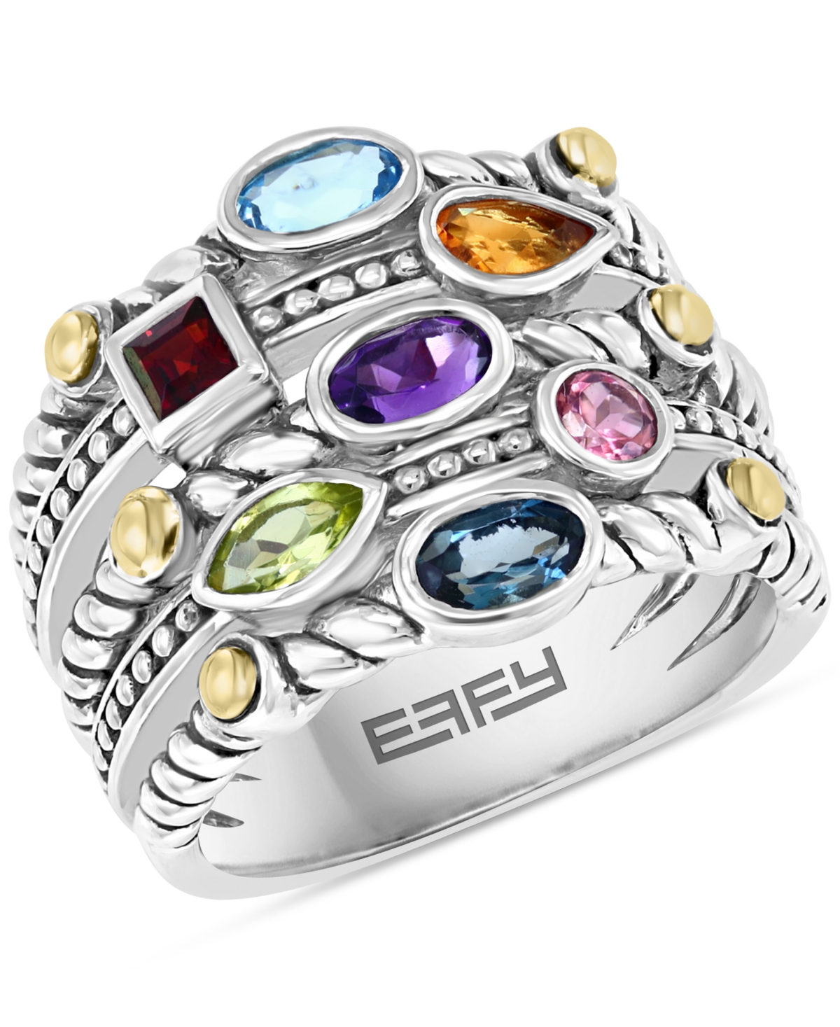 Effy Multi-Gemstone (1-1/3 ct. t.w.) Multi-Row Ring in Sterling Silver - Multi Gemstones