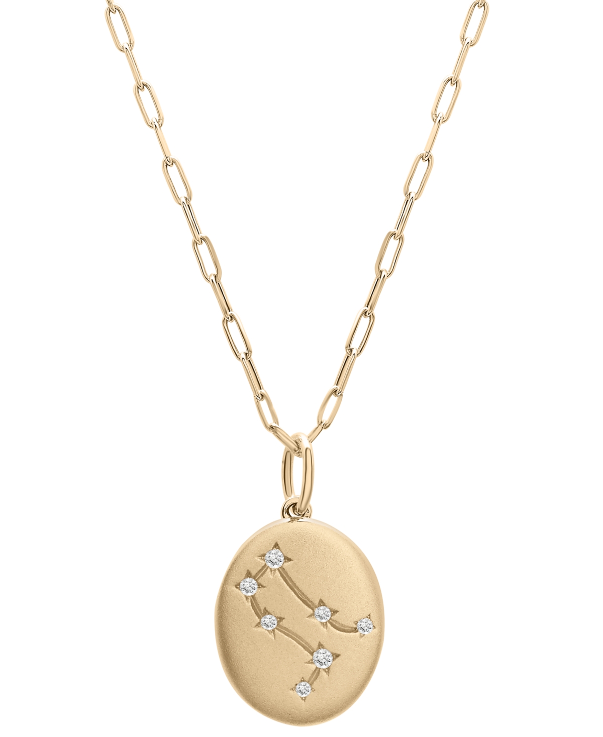 Diamond Zodiac Constellation 18" Pendant Necklace (1/20 ct. tw) in 10k Yellow Gold, Exclusively at Macy's - Pisces