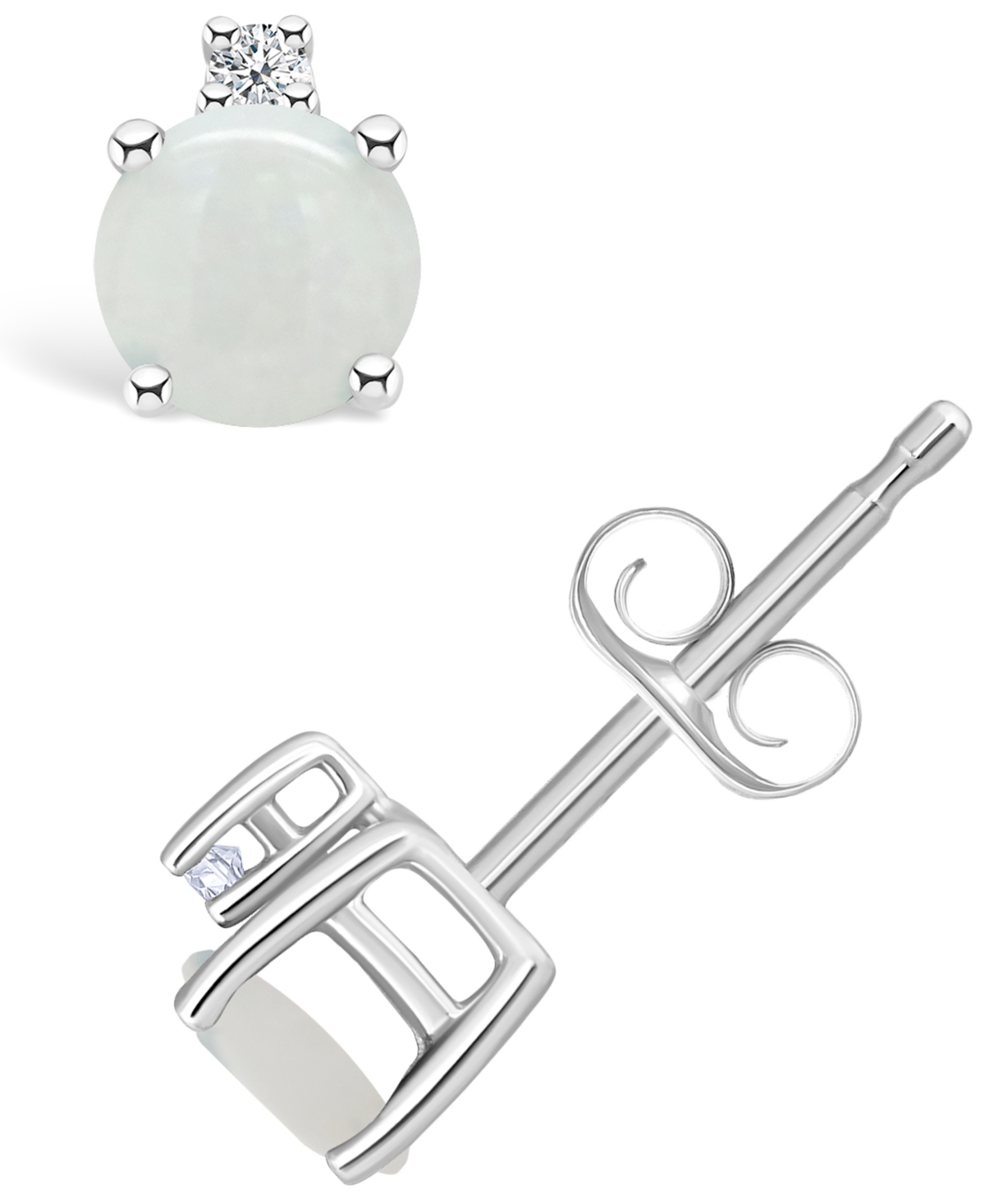 Opal (1/3 ct. t.w.) and Diamond Accent Stud Earrings in 14K Yellow Gold
