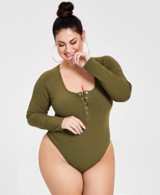 plus size henley bodysuit