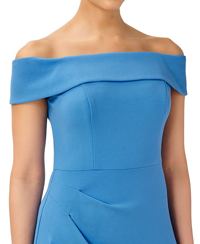 Adrianna Papell Women's Ruffled Off The Shoulder Top Blue Size 10