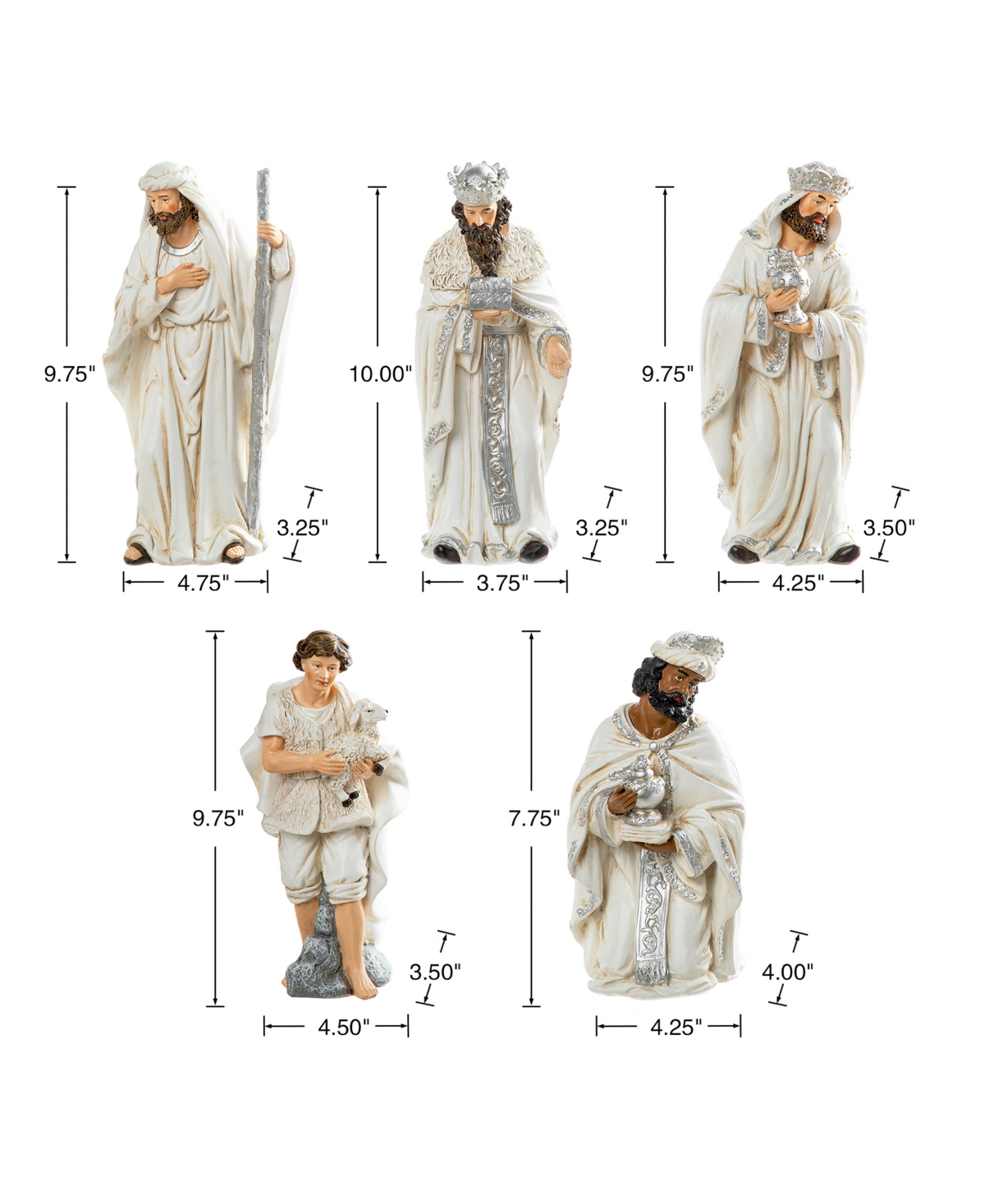 Glitzhome Resin Nativity Figurine Set, 12 Piece