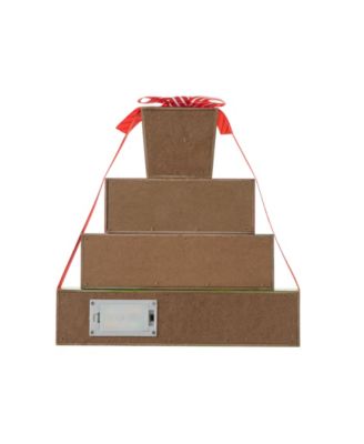 12" Lighted Wooden Christmas Gift Block Table Decor