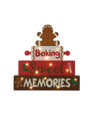 12" Lighted Wooden Christmas Gingerbread Man Table Decor