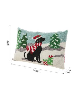 Hooked Christmas Dog Pillow, 18" x 12"