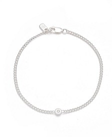 Sterling Silver and Diamond Accent Bezel Chain Link Flex Bracelet