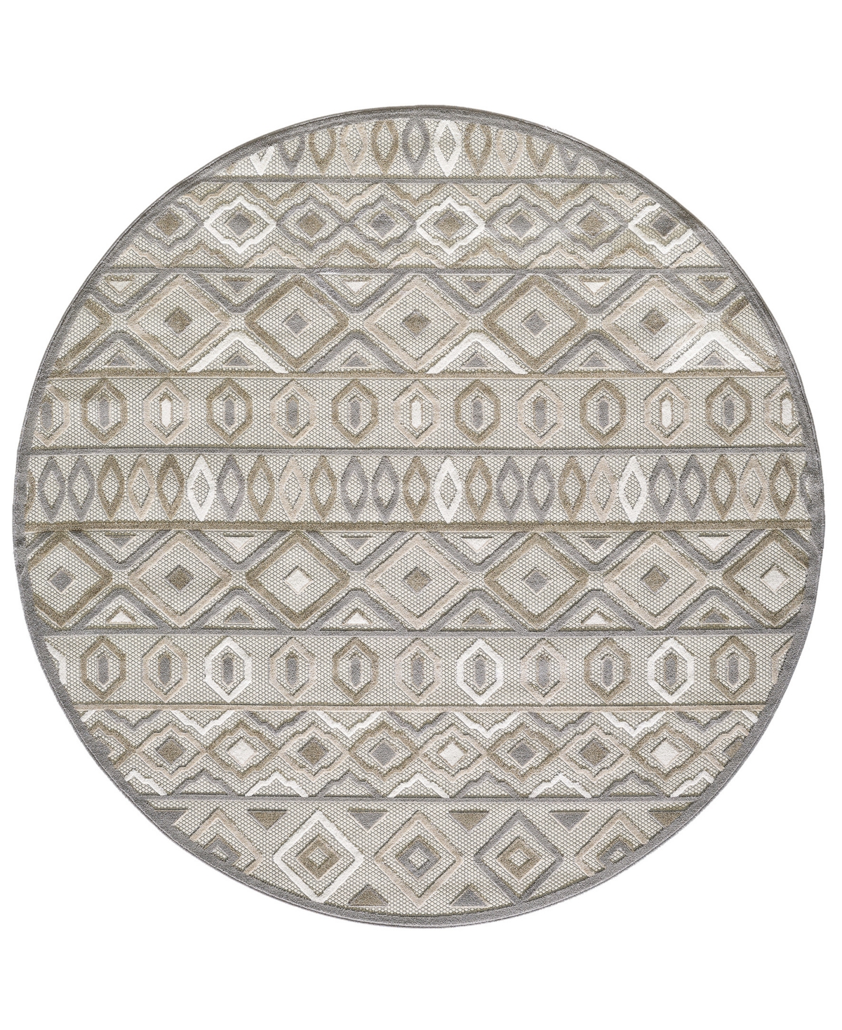 Kas Calla 6925 7'10in x 7'10in Round Area Rug - Gray
