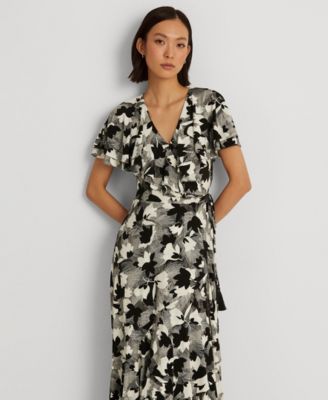 Lauren Ralph Lauren Floral Jersey Dress - Cream/Black - Size 6