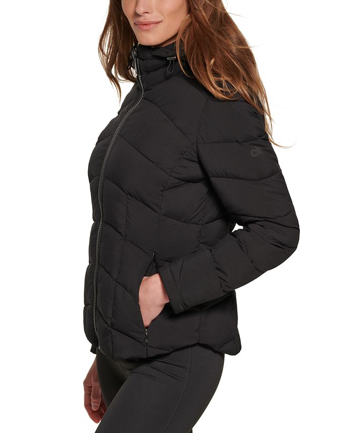 Calvin Klein Women's Hooded Stretch Packable Puffer Coat, Created for