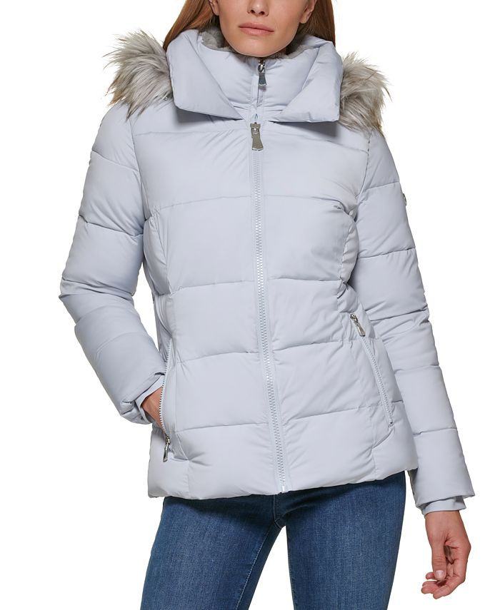 Calvin Klein Women's Faux-Fur-Trim Hooded Puffer Coat & Reviews - Coats &  Jackets - Women - Macy's
