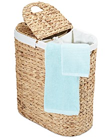 Hand-Woven Natural Wicker  Lidded Double Laundry Hamper